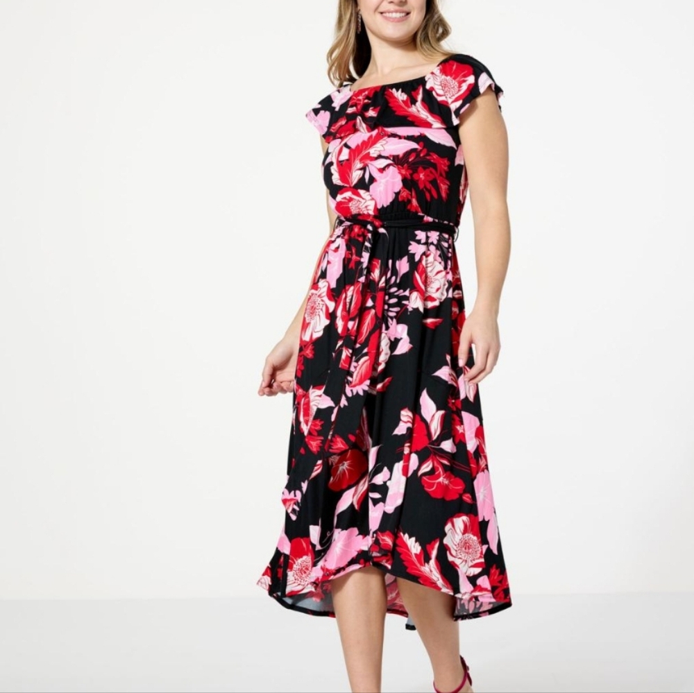 Floral Black Christian Siriano Dress